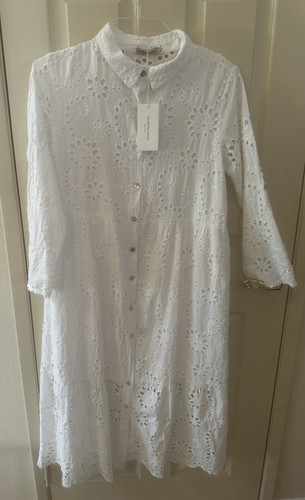 VALENTINO Abito Valentina Naldi 100% cotone occhielli grandi Made in Italy nuovo con etichetta