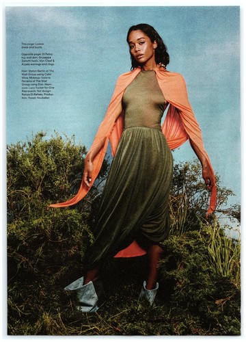 Laura Harrier Loewe Dress & Boots Sexy Nature Hot Pin Up magazine CLIPPING photo