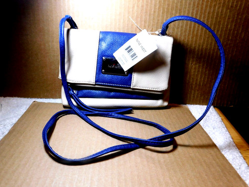 Nine West~Foldo Crossbody Purse  Clutch Blue & White NEW!!