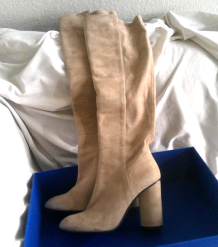 STIVALI STUART WEITZMAN ELOISE 95 IN PELLE SCAMOSCIATA CON TACCO ALTO ALLA COSCIA  TAGLIA 10M