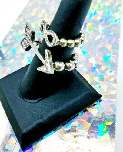 Stretchable Ring infinity and arrow with Sterling Silver Balls 2 pack assorted
