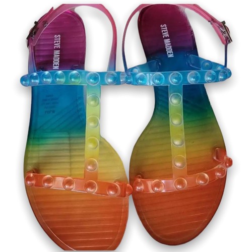 Sandali Steve Madden WMNS 6 Rainbow Lolie Jelly Strap punta aperta borchie colorati