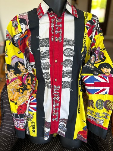 Versace Jeans Couture Camicia Vintage "Rock Royalty" Beatles Cotone con Bottoni