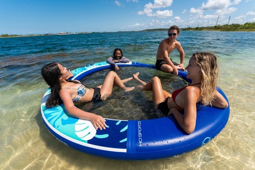 HO Sports Mini Oasis 8" Inflatable Water Ring Float With 6’ Mesh Center Lounger