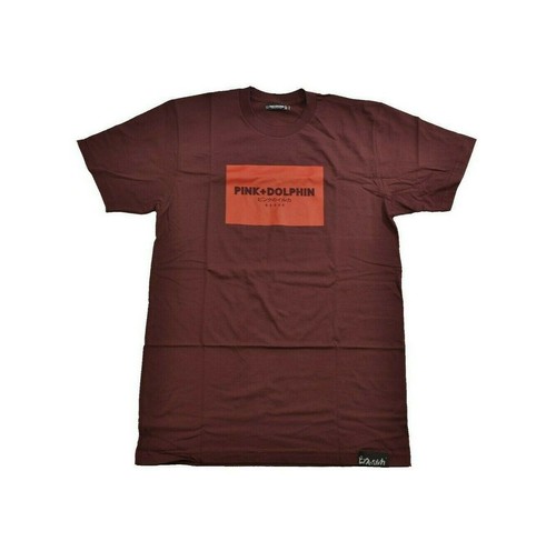Pink Dolphin ESSENTIALS TEE Maroon Red Screenprint Discounted S S Men's T Shirt