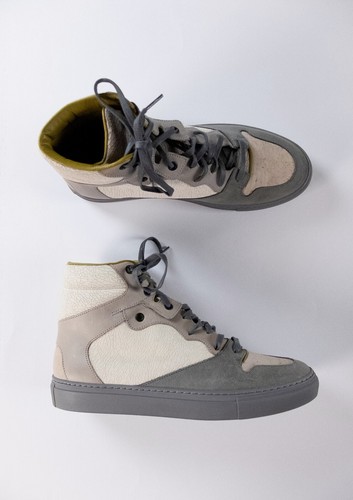 Sneakers alte BALENCIAGA Arena grigio e beige effetto sughero crepato pelle 8 41
