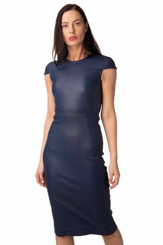 ESSENTIALS 8 ESSENTIAL MY CONTEMPORARY ESSENTIAL WARDROBE LAMB LEATHER PENCIL DRESS SIZE S