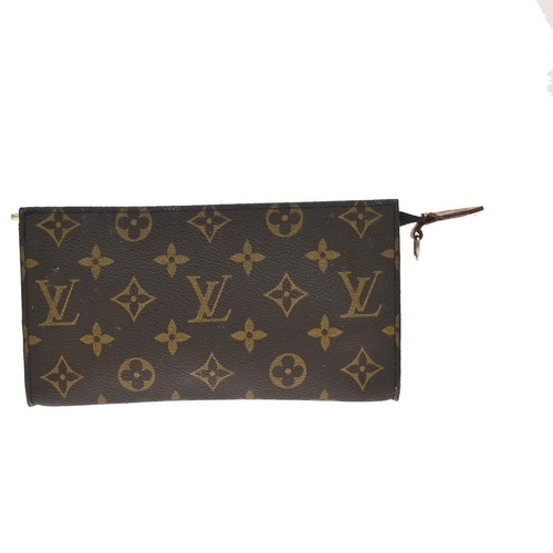 LOUIS VUITTON LV Logo Bucket GM Pouch Bag Monogram Leather Brown G 05EE218