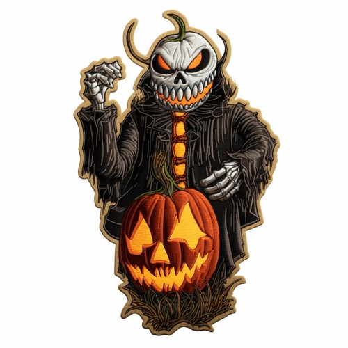 STATE BAGS Headless Horseman Patch Iron on Applique Halloween Badge Myth Folklore Pumpkin