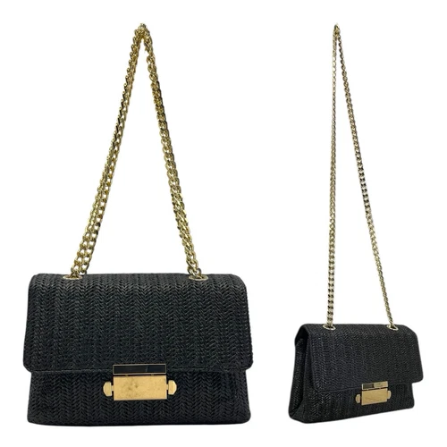 ALDO Woven Straw Rattan Bag Convertible Handbag Crossbody Shoulder NWOT BLACK