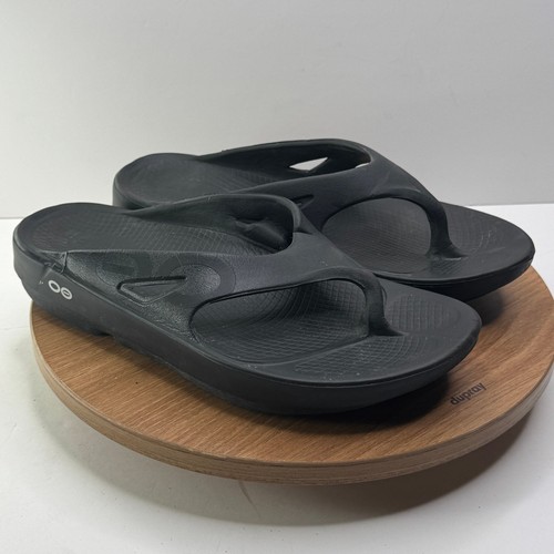 OOFOS Ooahh Luxe Slide Sandal Thong Black Recovery Comfort EU 40 US W9 M7