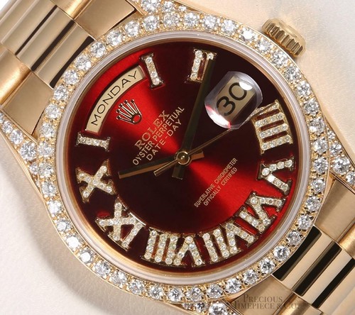 Rolex Day Date 18238 36mm 18k Gold  Roman Dial Diamond Lugs Diamond Bezel