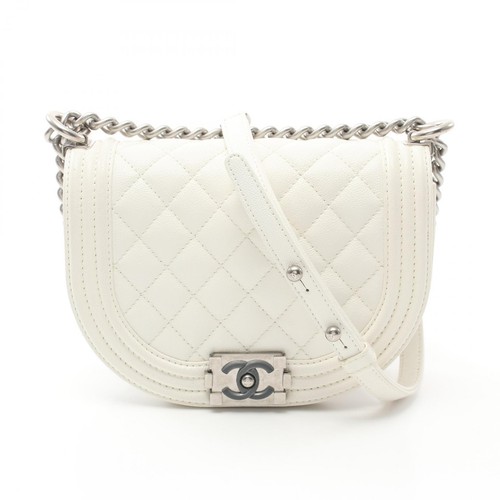 BOYY Chanel Small Boy Messenger Bag Leather Women White One Size