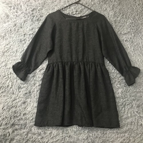 VETEMENTS Hotping Mini Abito Donna Ricamato Boho Chic Formale Manica Lunga Nero Taglia 2
