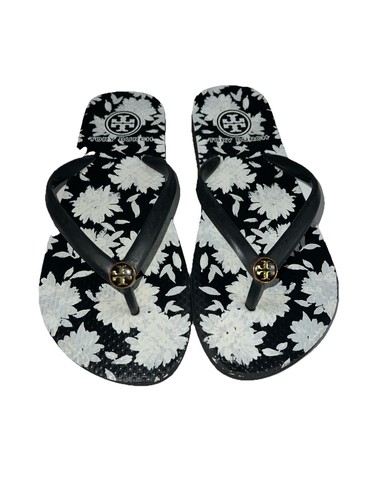 Tory Burch sandali 5 infradito floreali nero bianco
