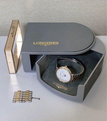 LONGINES Conquest 4010 Moonphase Triple Calendar Quartz Watch 34mm Box