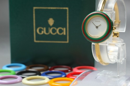 【Near MINT w  Case】 Vintage Gucci Change Bezel 11 12.2 12Colors Watch from JAPAN