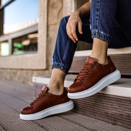 ALEXANDER MCQUEEN Chekich CH257 Sneakers Uomo  Scarpe Moda Allacciate in Pelle Vegan Marrone