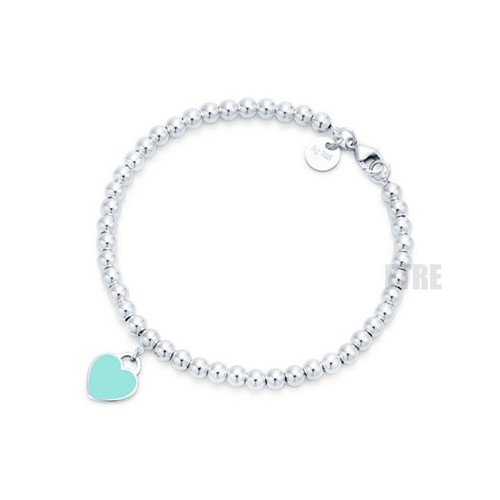 TIFFANY & CO. Bracciale Tiffany & Co Tiffany Cuore Blu Tag Perline Argento 4mm 27630146 136046876