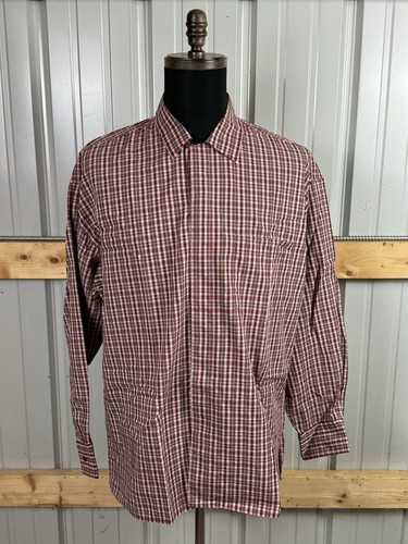 SAINT LAURENT (YSL) Camicia elegante uomo Yves St Laurent grande con bottoni nascosti   stile rosso a quadri