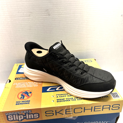 Skechers Slip Ins Black White Sole Cozy Fit Hands Free Men Sz 14 New in Box