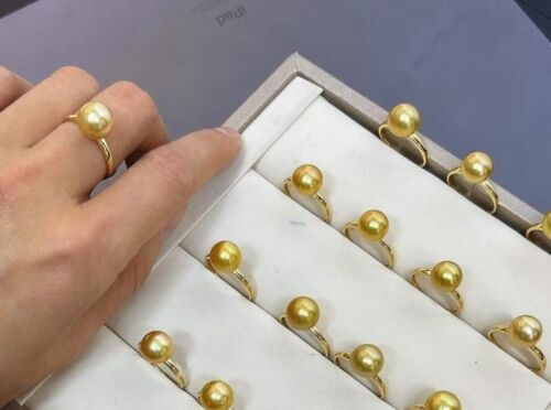 Aurora 9 10mm strong gold south sea pearl ring G18k