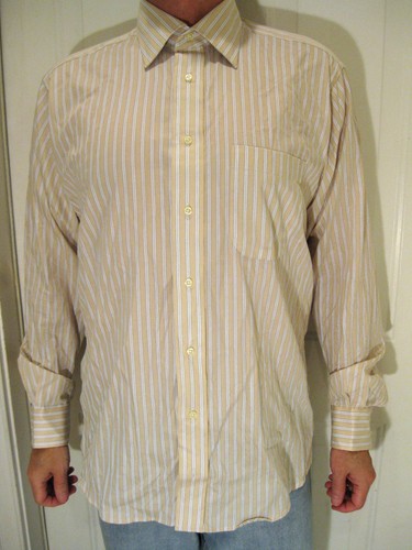 BURBERRY LONDON BEIGE E BIANCO RIGHE 100% COTONE ABITO CAMICIA CAMICIA 16 L 