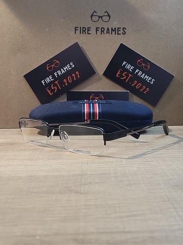 Tommy Hilfiger TH 1070 DYL Black Rectangular Half Rim Frame Eyeglasses 52 18 140