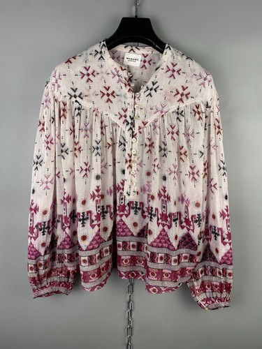 Isabel Marant Etoile Womens Cotton Oversized Multicolor Button Blo Shirt Sz S