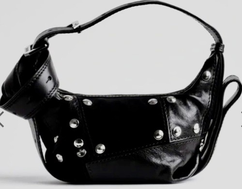 ZADIG & VOLTAIRE VENDITA FLASH: Borsa a borchie Zadig Voltaire Le Cecilia XS in pelle nera patchwork NUOVA