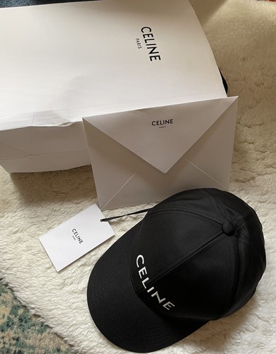 Cappello da baseball Celine Paris logo bianco nero in cotone taglia M regolabile