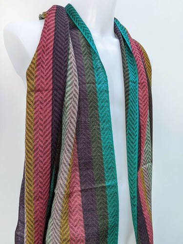 Paul Smith Scarf  BNWT Signature Artist Stripe Herringbone Lambswool