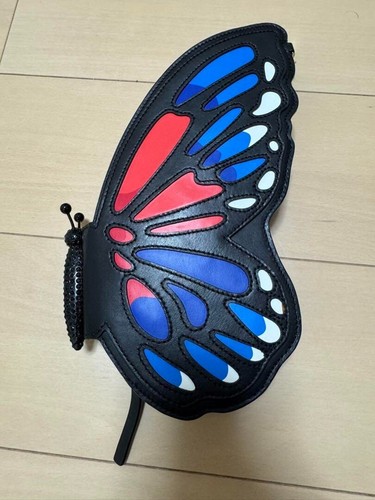 Kate Spade Monarch Butterfly Clutch Black Leather Rare Novelty Evening Bag