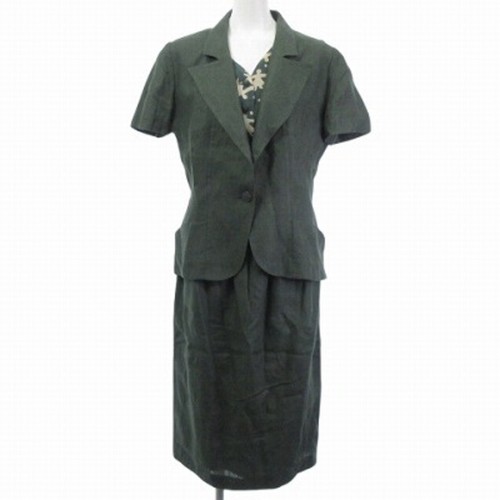 Abito formale Fendi 365 vintage lino seta ensemble verde 46 usat