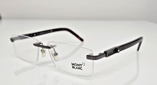 MONT BLANC MB398 008 Shiny Gunmetal Authentic Rimless Eyeglasses 56 15 140