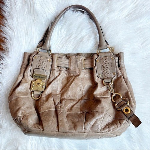 Borsa a tracolla vintage Y2K Juicy Couture in pelle marrone chiusura con logo