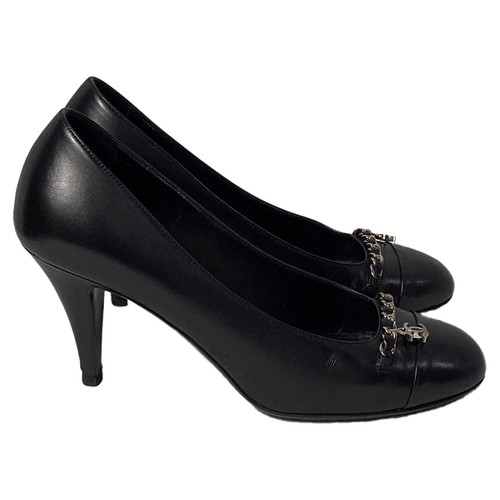 Decolte Chanel Cc dettagli catena in pelle donna nere taglia 37 5