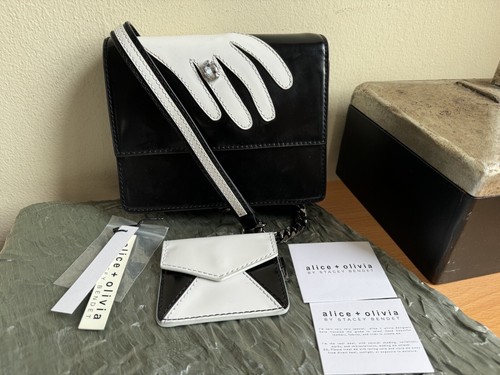 EVERLANE ALICE +OLIVIA by STACEY BENDEN ANELLO DA SERA MESSENGER BAG POCHETTE NERA PICCOLA