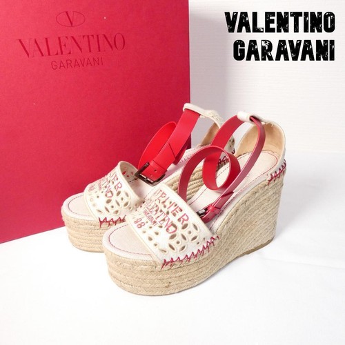 VALENTINO GARAVANI Jute wedge sandals Off white Good Size36.5 US About6.5 Women