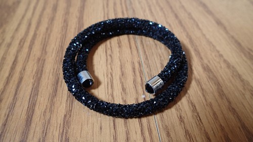 Swarovski Crystal Dust Bracelet Jet Black Double Wrap