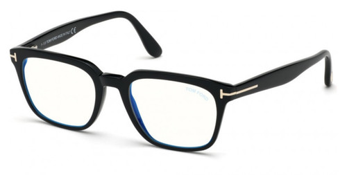 New TOM FORD Eyeglasses TF 5626 B 001 53 19 Black Frames with Blue Block Lenses
