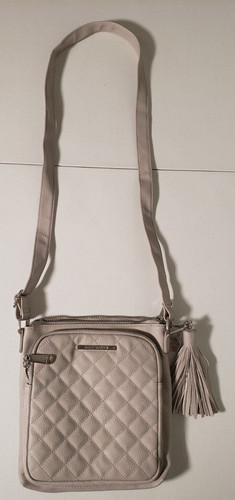 Steve Madden Light Grey Quilted Faux Leather Crossbody Bag