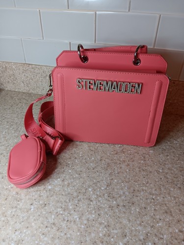 Steve Madden Sunset Coral BEVELYN RHINESTONE Satchel Purse BAG