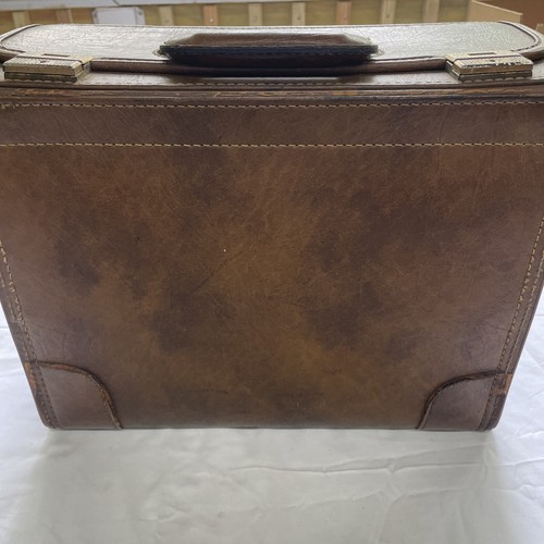 PEDRO Valigetta vintage in pelle marrone attaccato venditore 16 X7 X 13