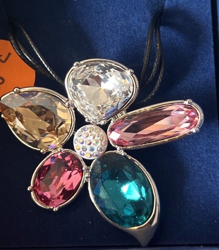 Collana Swarovski Heritage Grande Fiore Rosa Ambra Verde Ambra In Scatola