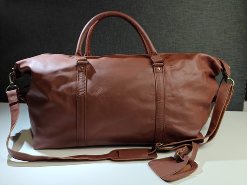 MAHI LEATHER Mahi Large Leather Weekender Duffle Bag New With Tag RRP $247 Monogrammed BCM