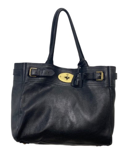 Borsa a tracolla Mulberry Bayswater Tote in pelle nera con grana vintage usata