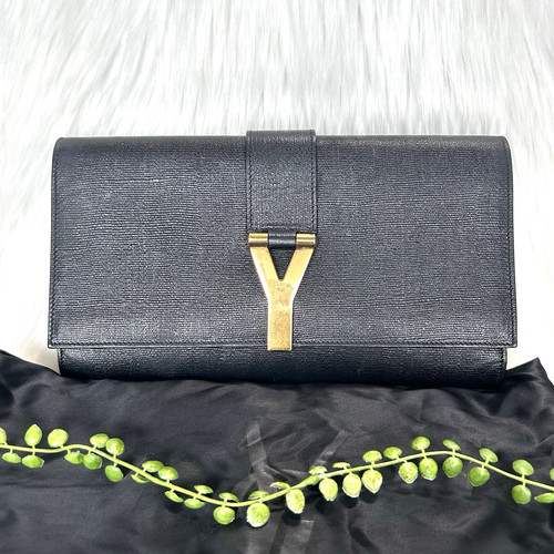 SAINT LAURENT (YSL) Borsa pochette Yves Saint Laurent linea Y in pelle nera