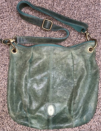 FOSSIL MADDOX LONG LIVE VINTAGE GREEN LEATHER HOBO SHOULDER BAG ZB4715