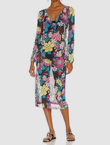 SAINT LAURENT (YSL) Abito lungo donna Saint Laurent nero floreale trasparente $1990 taglia M